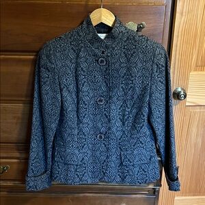 Coldwater Creek Elegant Black Embossed Patterned Women's Jacket